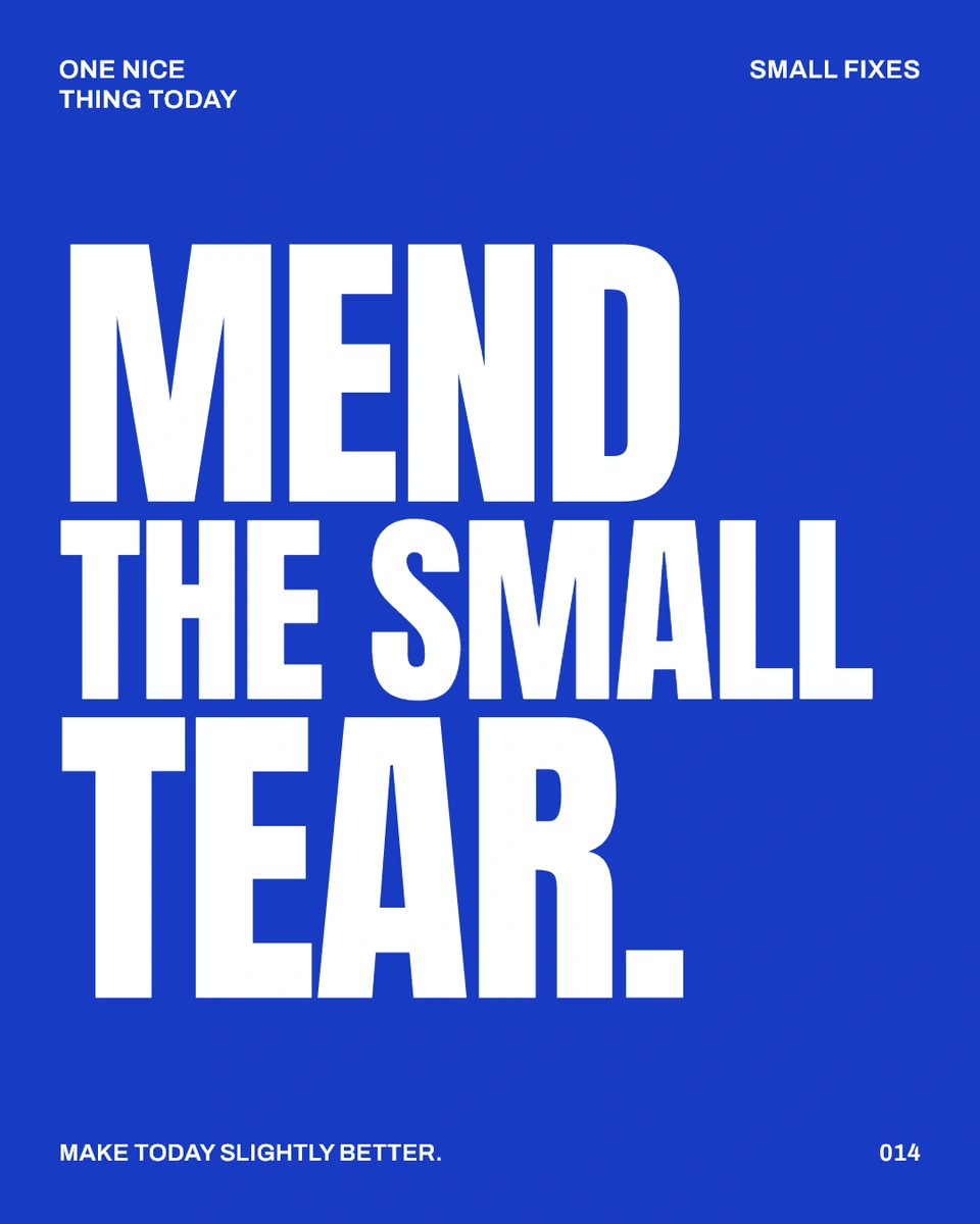 MEND THE SMALL TEAR.